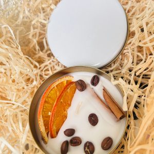 Kahve Esanslı Doğal Soya Kutu Mum